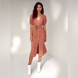 Wilfred Aritzia Libretto Puff Sleeve Button Up Midi Dress size S